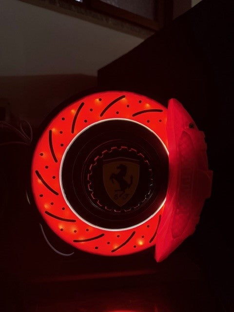 Éclairage 3D pour étrier et disque de frein Ferrari - Système de freinage illuminé fabriqué à la main