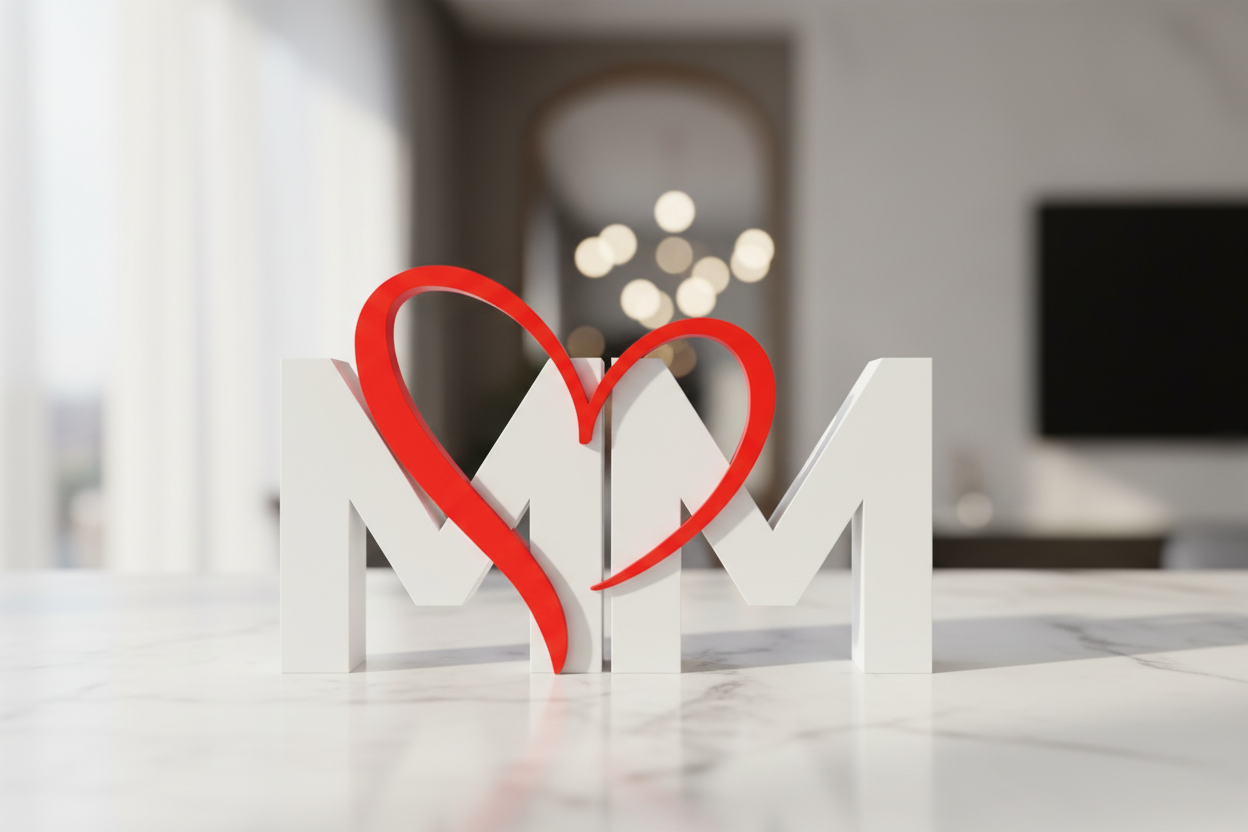 Amore Eterno - Soprammobile Personalizzato con le Vostre Iniziali Unite dal Cuore