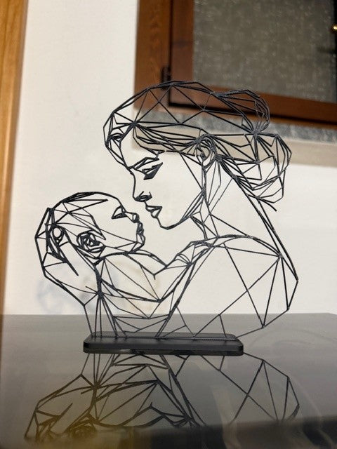 Scultura 3D Abbraccio Eterno - Mamma e Neonato Stampa 3D Artigianale