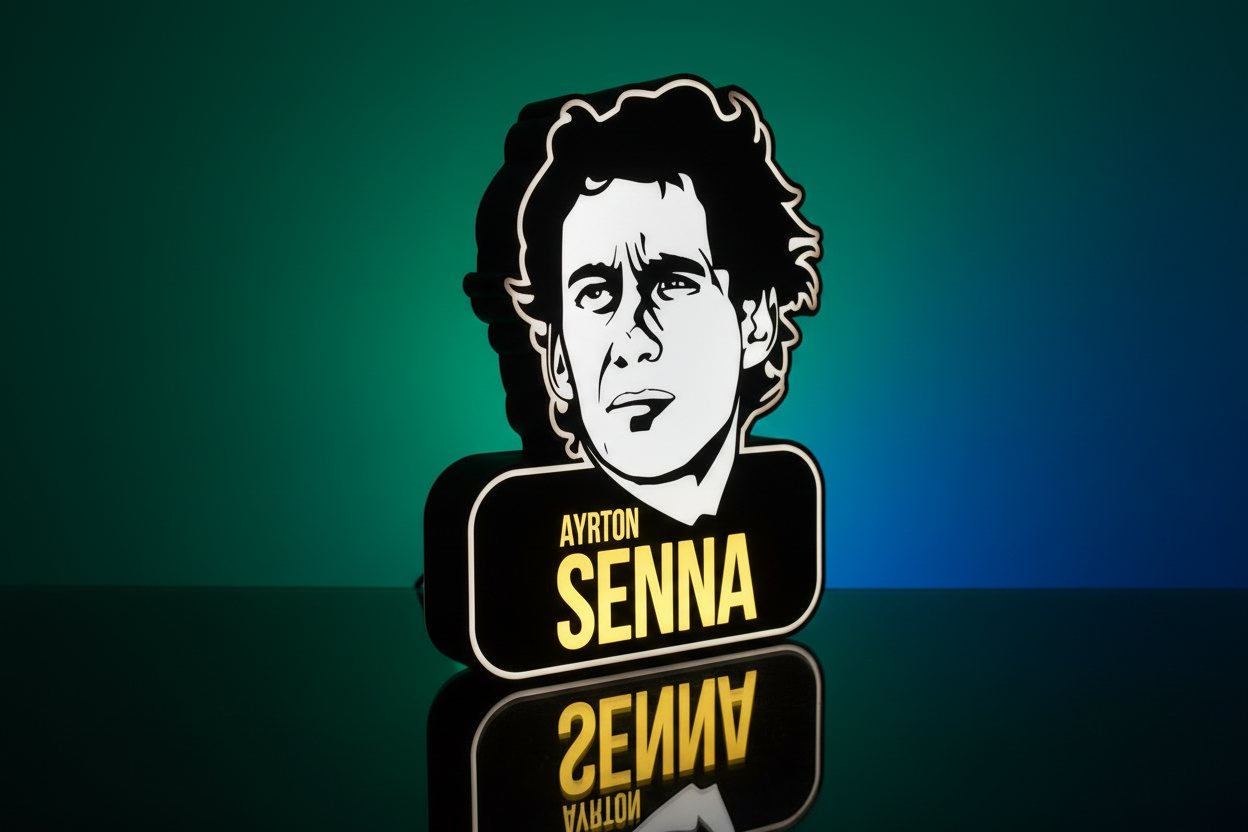 Lampada Ayrton Senna 3D - Il Mito della Formula 1 che Illumina la Passione