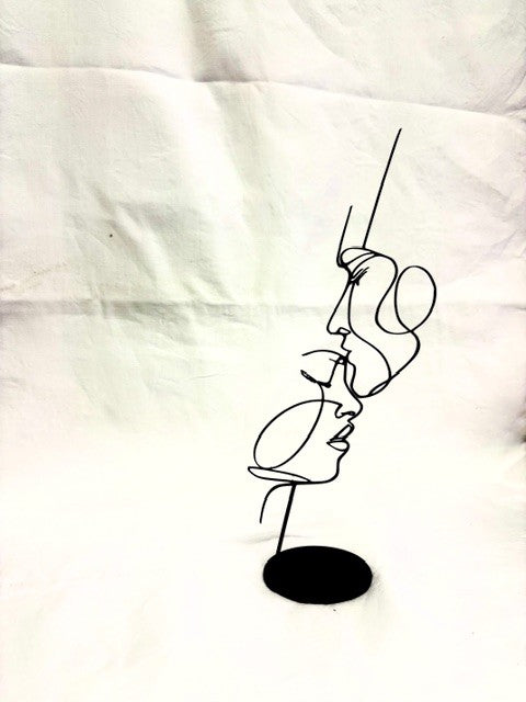 Eternal Kiss Silhouette Sculpture - Love That Stops Time 3D Printed