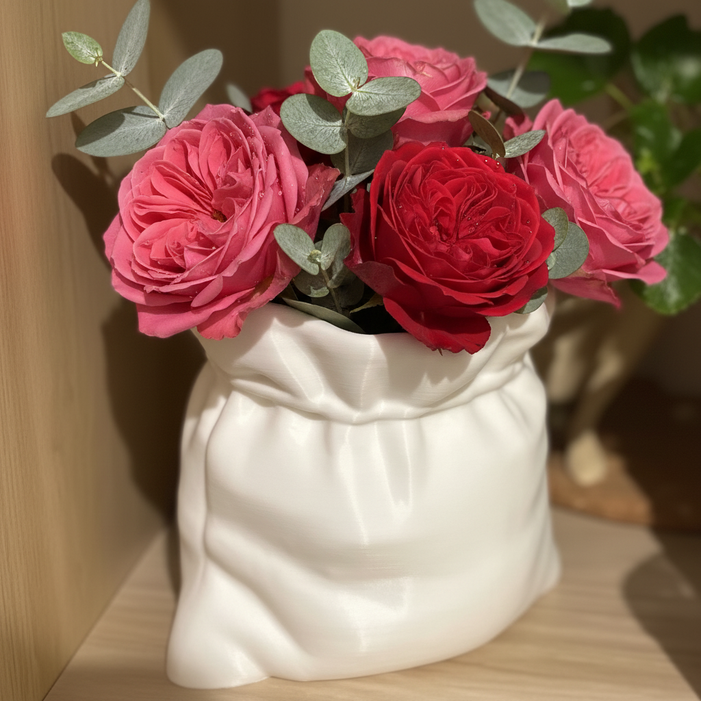 Vaso Sacchetto 3D - Design Originale Effetto Tessuto