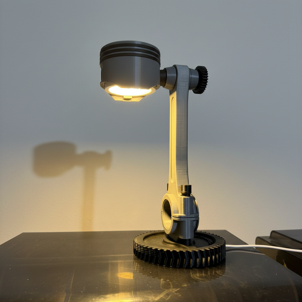 Lampada Pistone Motore 3D - L'Anima Meccanica che Illumina le Tue Passioni