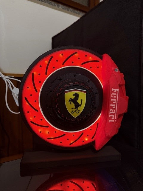 Éclairage 3D pour étrier et disque de frein Ferrari - Système de freinage illuminé fabriqué à la main
