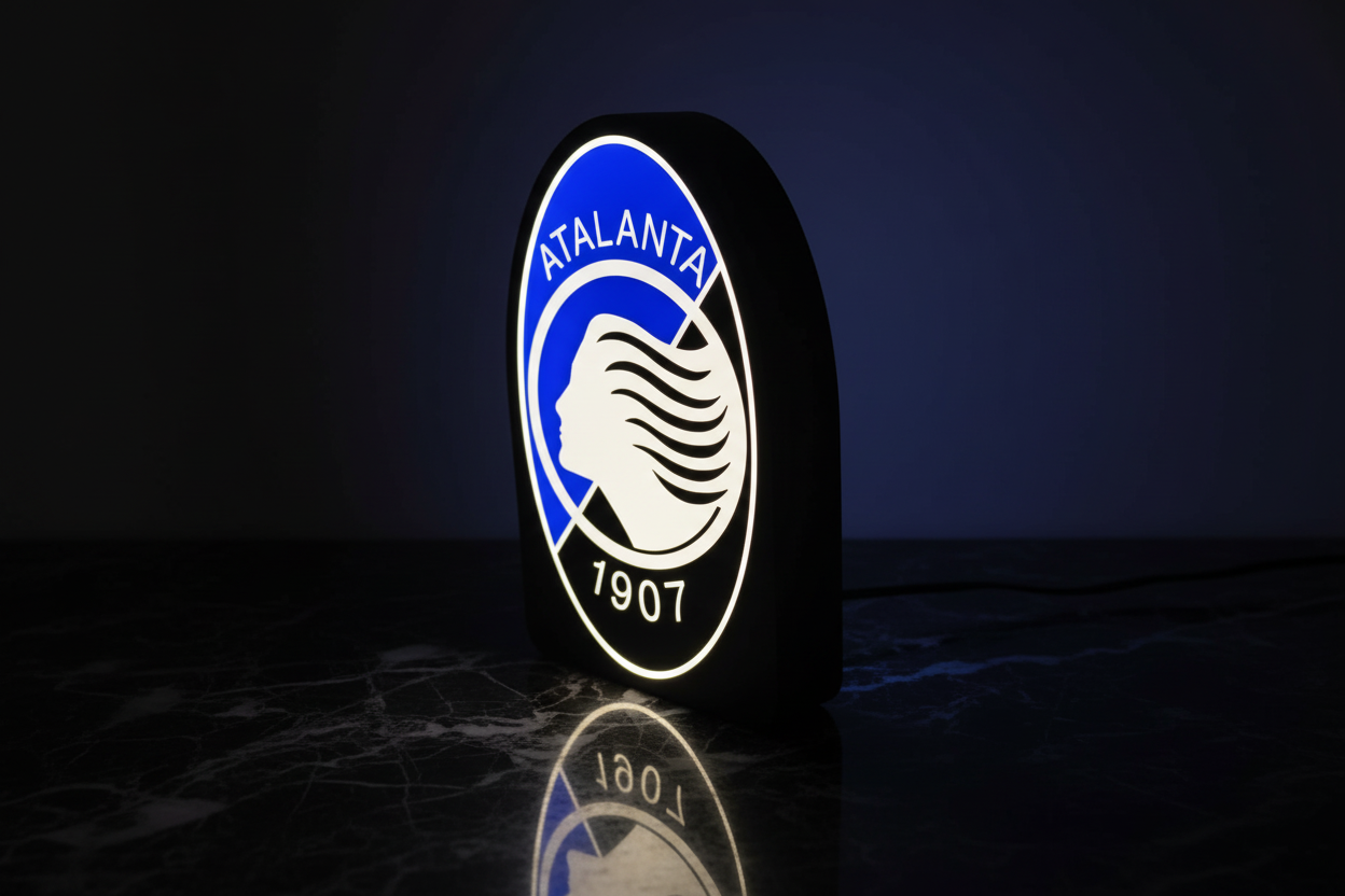 Lampada Atalanta 3D - Il Cuore Nerazzurro che Illumina la Passione