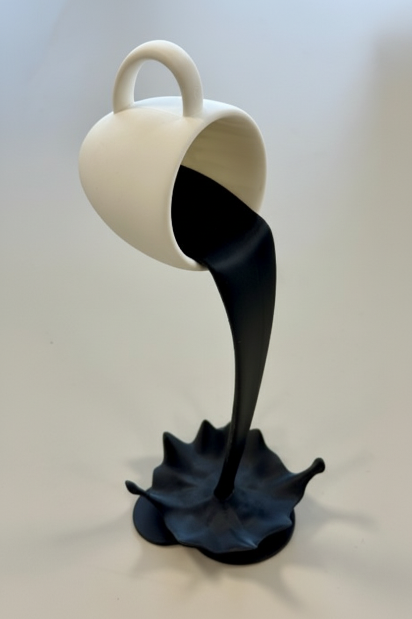 Sculpture décorative « Tasse suspendue » - Ornement au design moderne imprimé en 3D