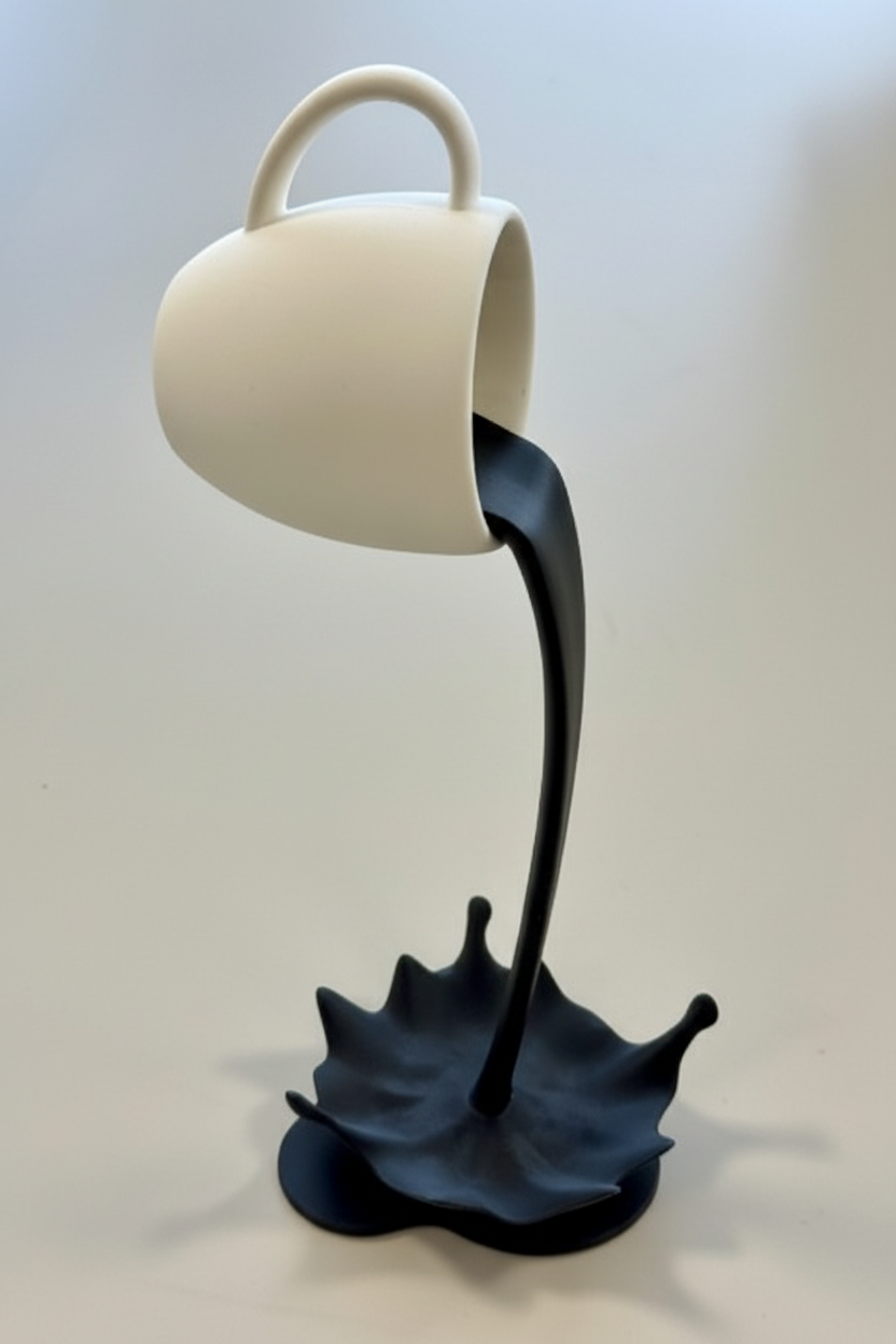 Scultura Decorativa "Tazza Sospesa" - Soprammobile Design Moderno Stampato in 3D