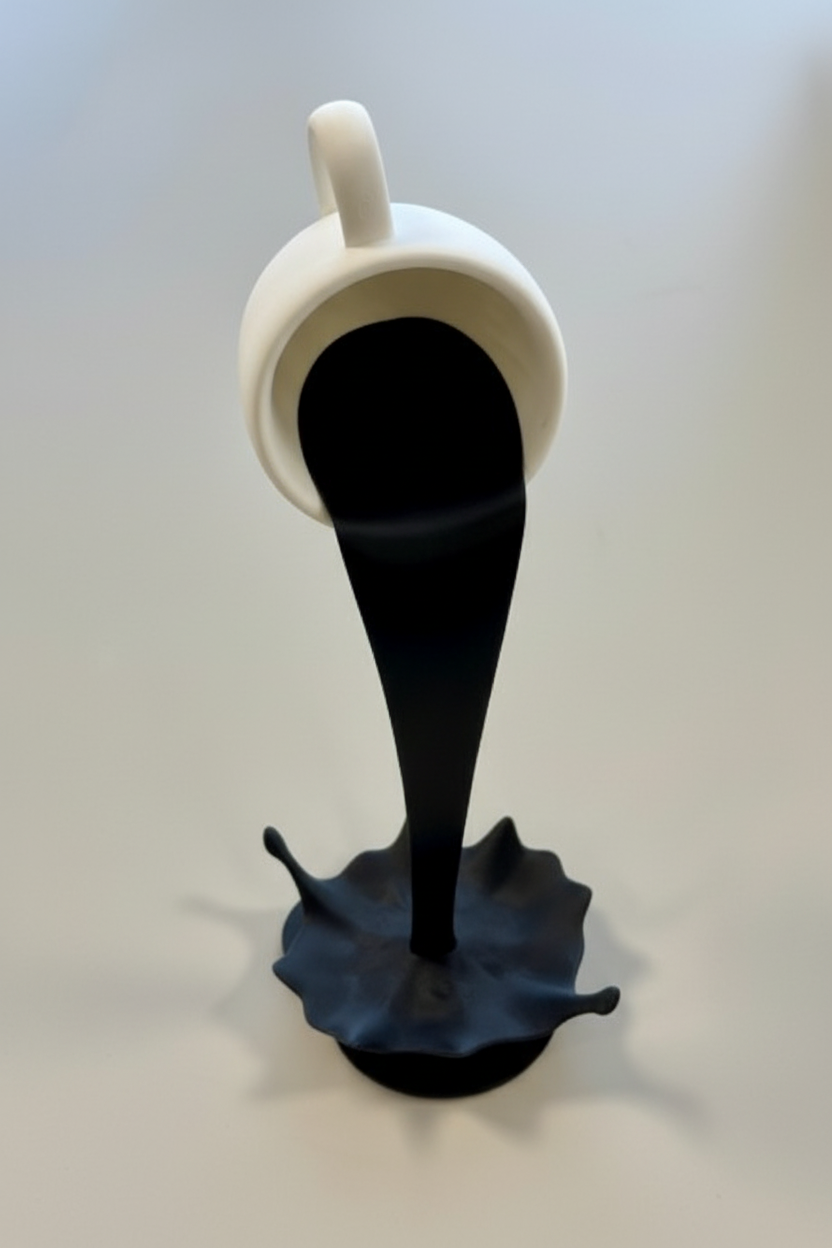 Sculpture décorative « Tasse suspendue » - Ornement au design moderne imprimé en 3D
