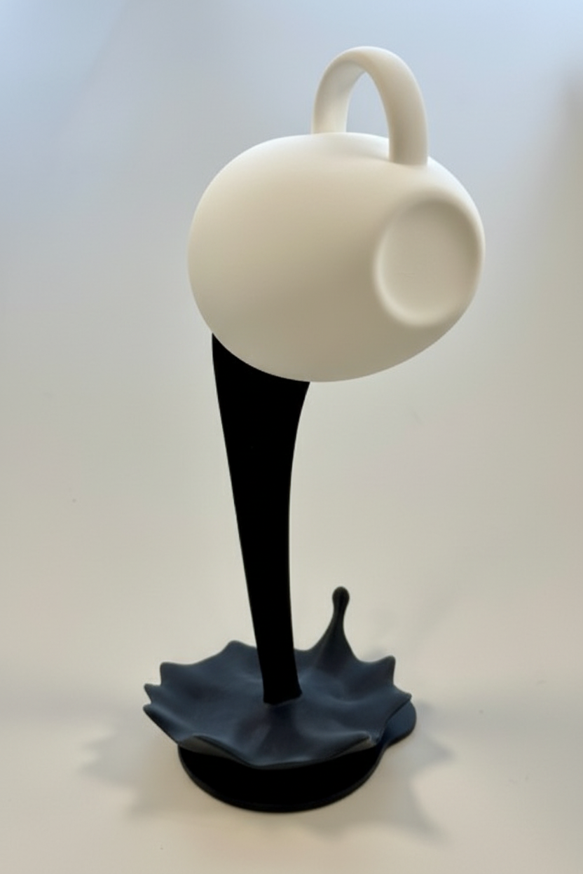Sculpture décorative « Tasse suspendue » - Ornement au design moderne imprimé en 3D