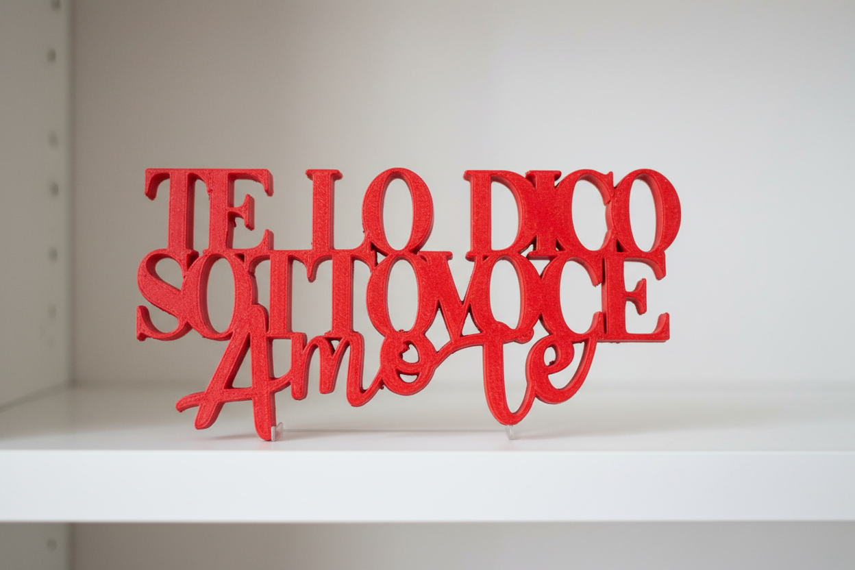 Scritta Vasco Rossi "Te lo dico sotto voce amo te" – Soprammobile 3D in PLA