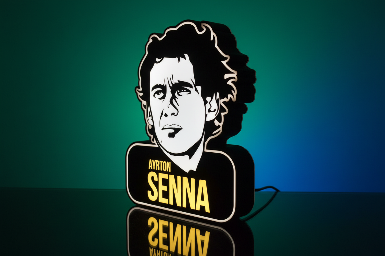 Lampada Ayrton Senna 3D - Il Mito della Formula 1 che Illumina la Passione