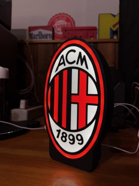 Lampada Milan 3D - Il Cuore Rossonero che Illumina la Passione