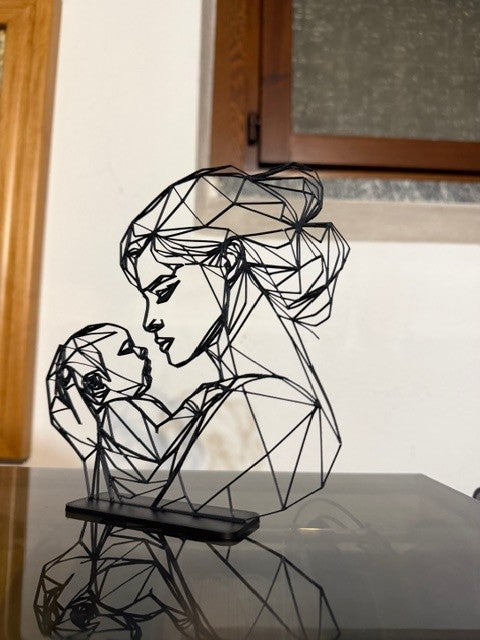 Scultura 3D Abbraccio Eterno - Mamma e Neonato Stampa 3D Artigianale