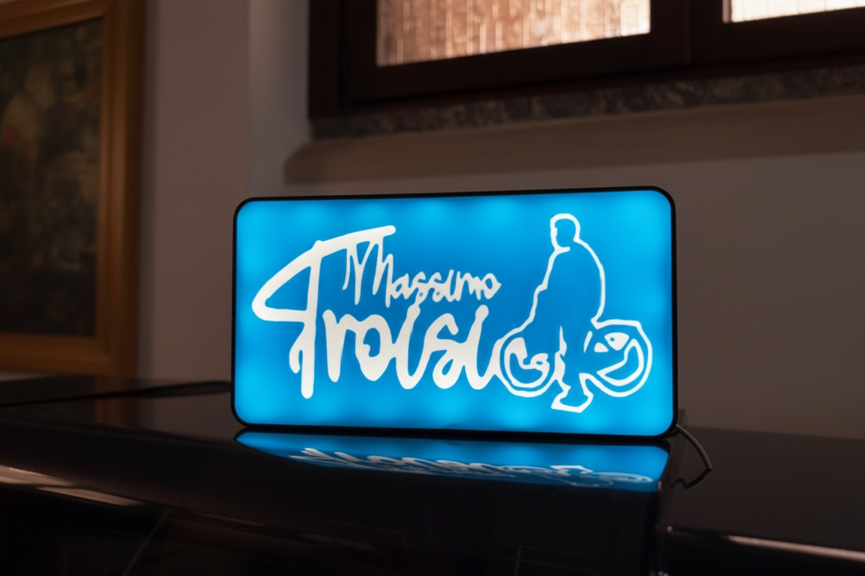 Lampada LED Personalizzata Massimo Troisi - Il Postino in Bicicletta