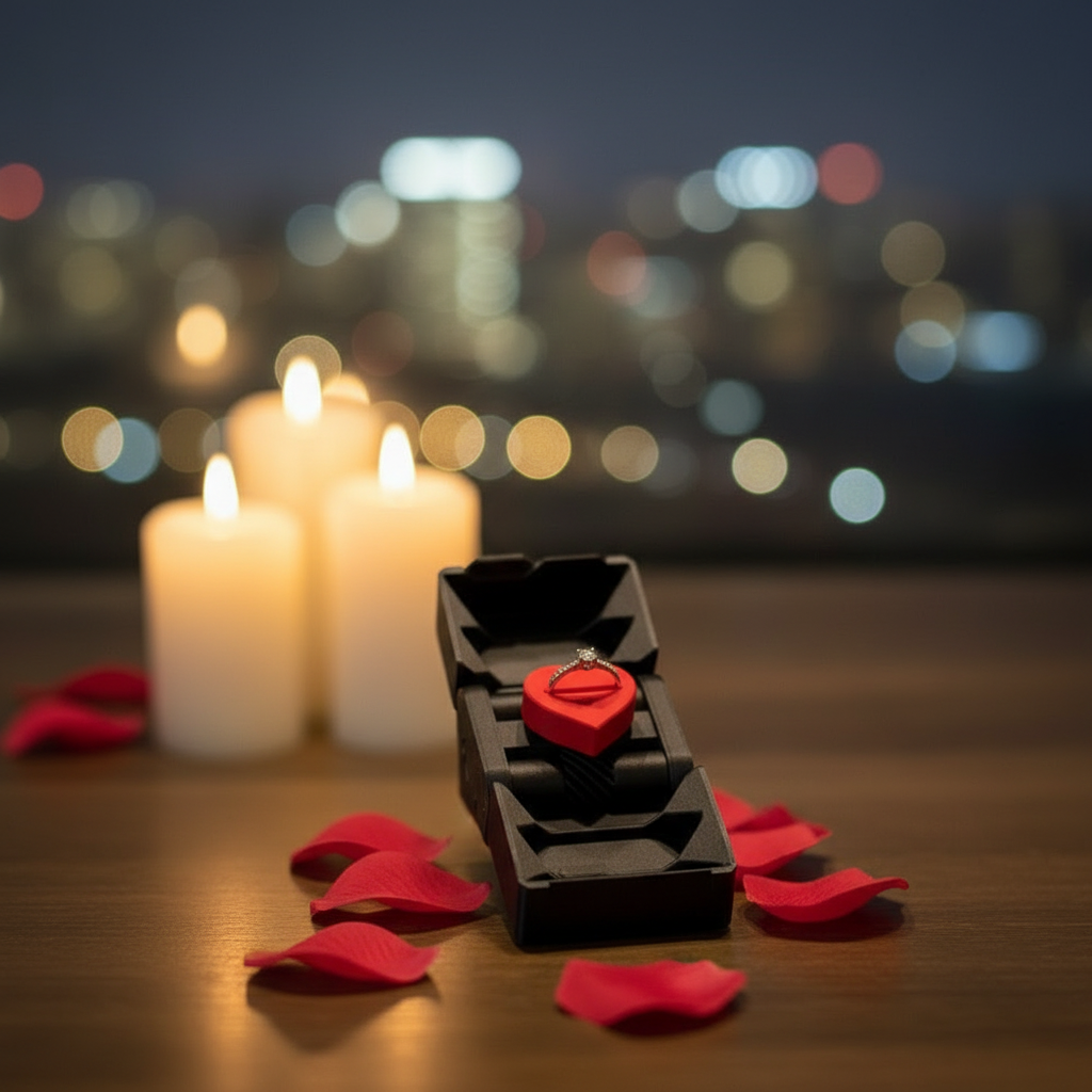 Scatola Porta Anello con Cuore Rotante - Proposta Matrimonio Originale