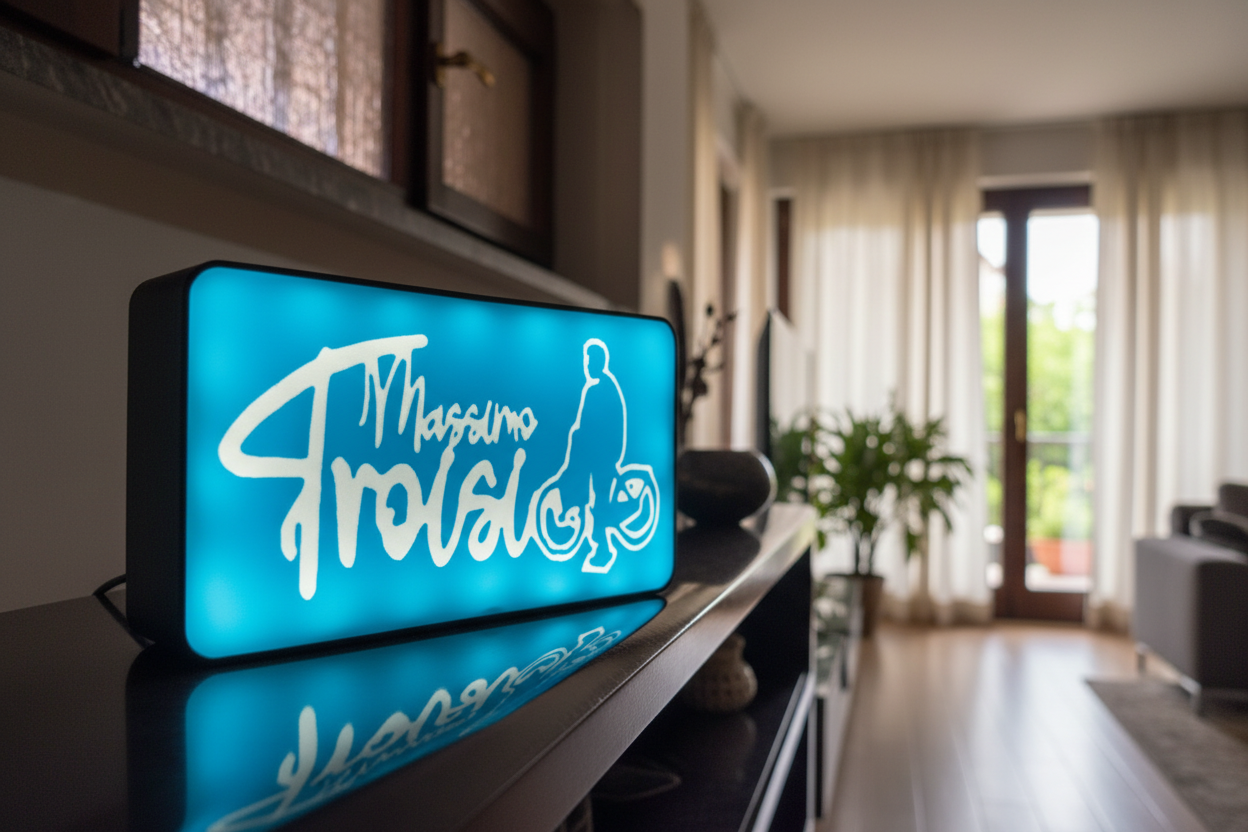 Lampada LED Personalizzata Massimo Troisi - Il Postino in Bicicletta