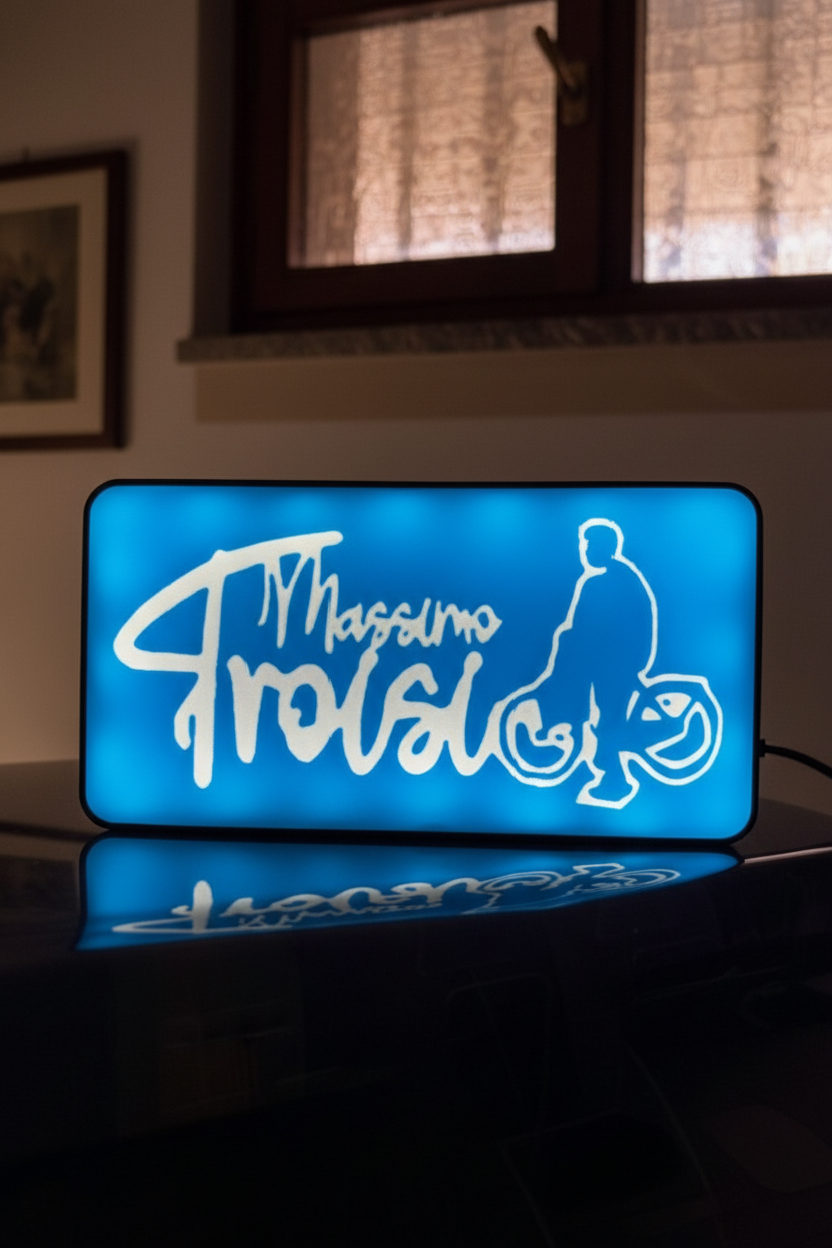 Lampada LED Personalizzata Massimo Troisi - Il Postino in Bicicletta