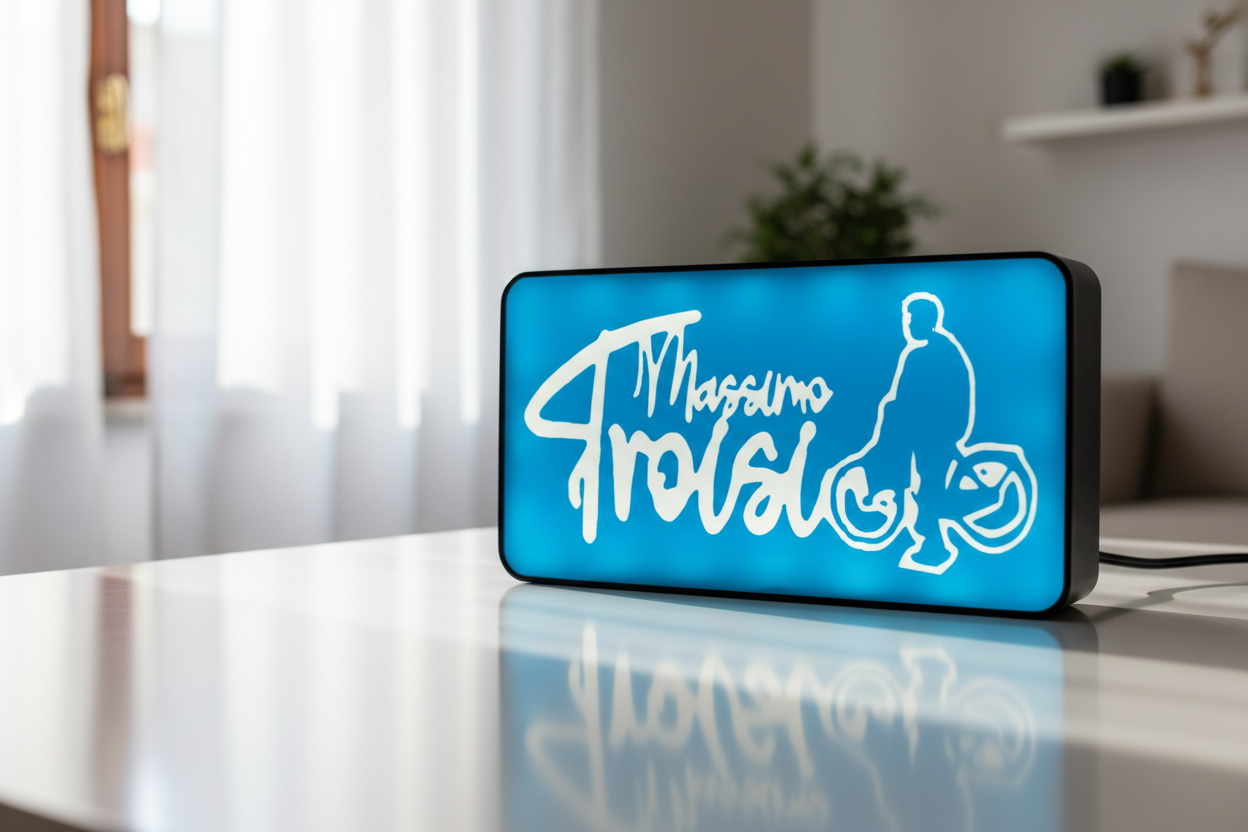 Lampada LED Personalizzata Massimo Troisi - Il Postino in Bicicletta