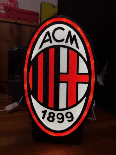 Lampada Milan 3D - Il Cuore Rossonero che Illumina la Passione