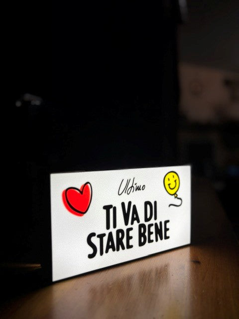 Lampada 3D "Ti Va di Stare Bene" con Cuore e Palloncino