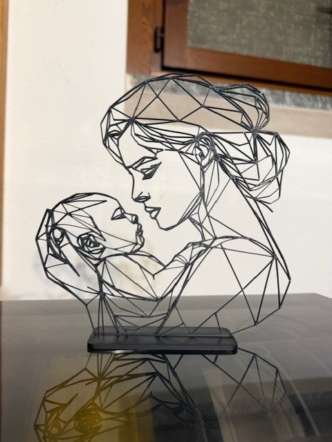 Scultura 3D Abbraccio Eterno - Mamma e Neonato Stampa 3D Artigianale