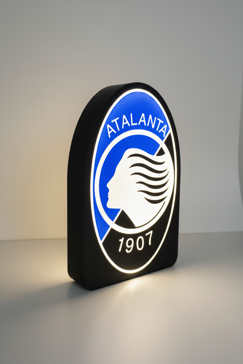 Lampada Atalanta 3D - Il Cuore Nerazzurro che Illumina la Passione