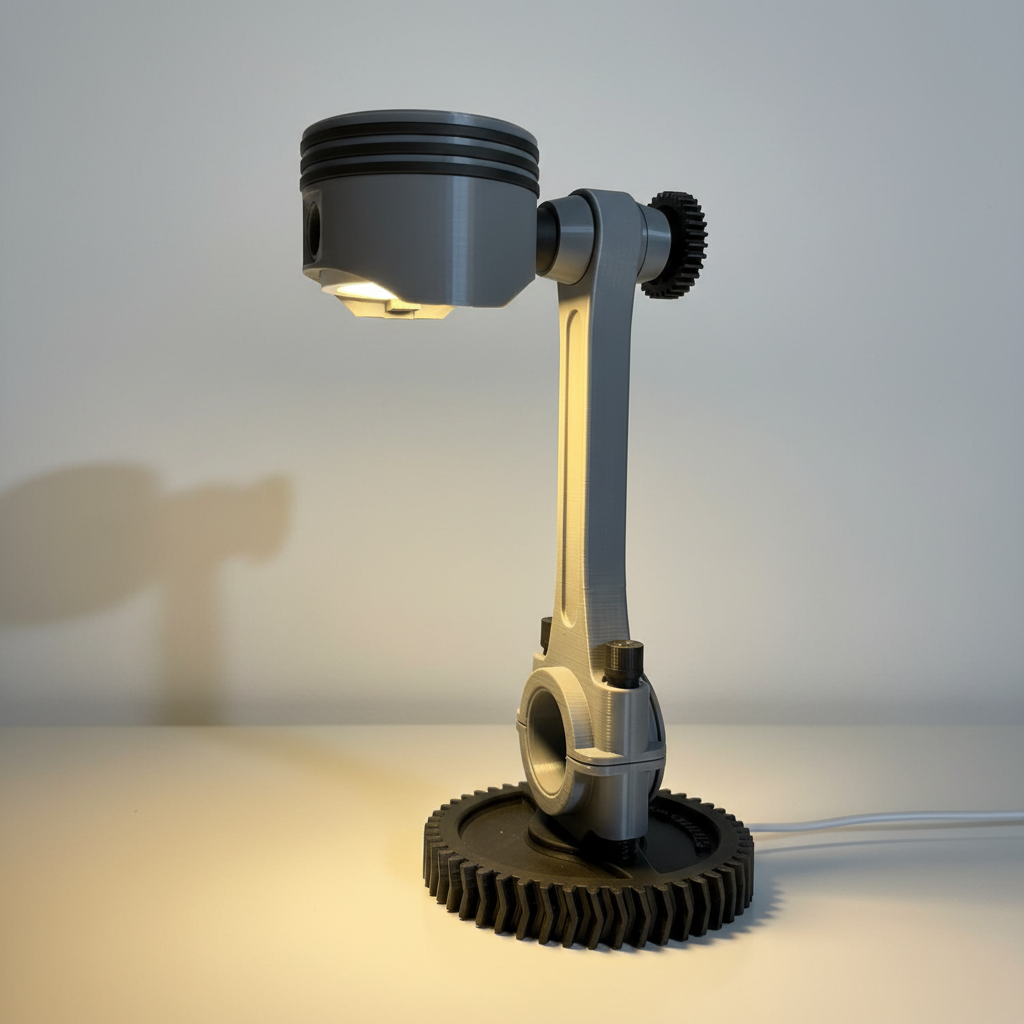Lampada Pistone Motore 3D - L'Anima Meccanica che Illumina le Tue Passioni