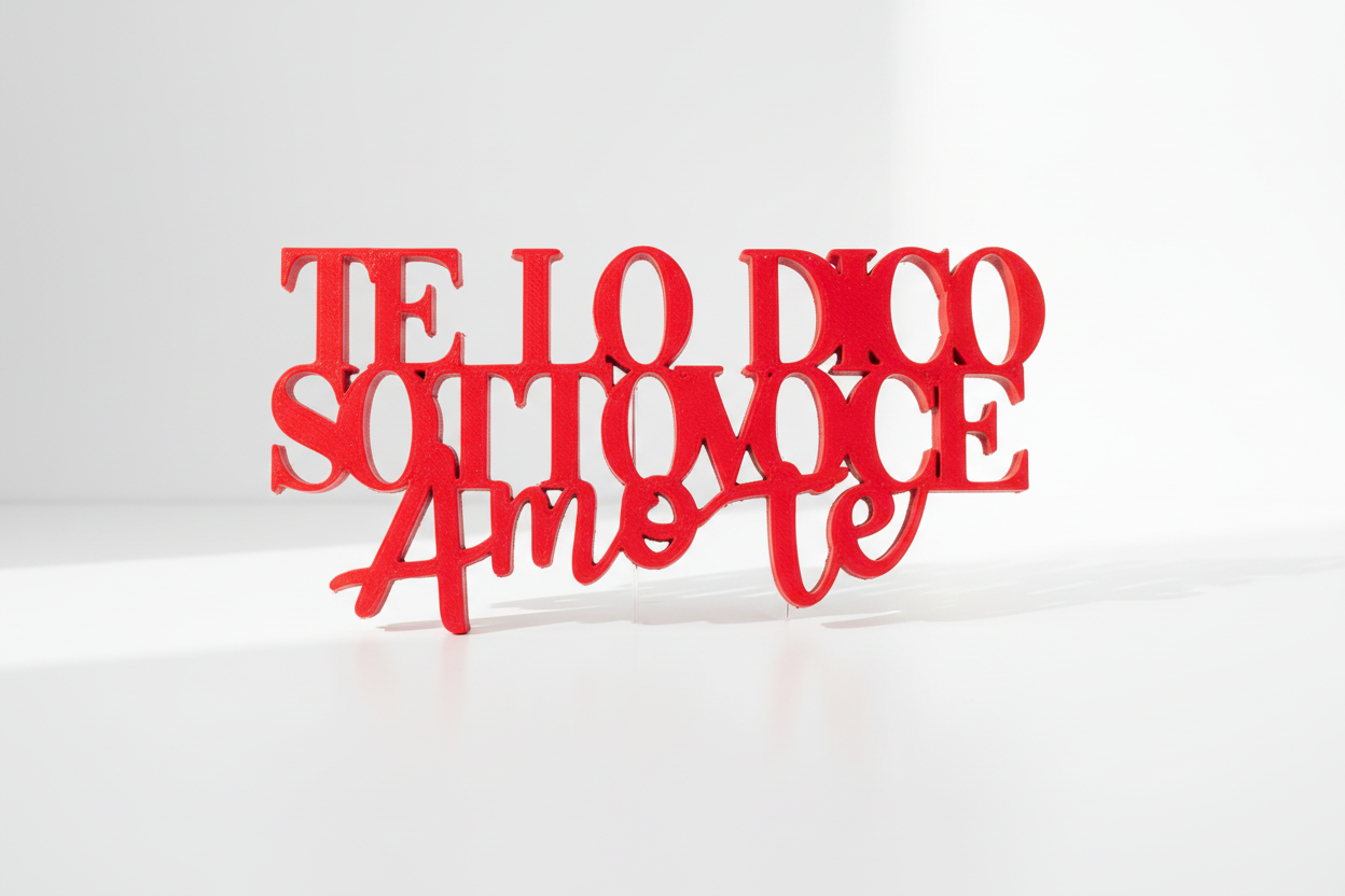 Scritta Vasco Rossi "Te lo dico sotto voce amo te" – Soprammobile 3D in PLA