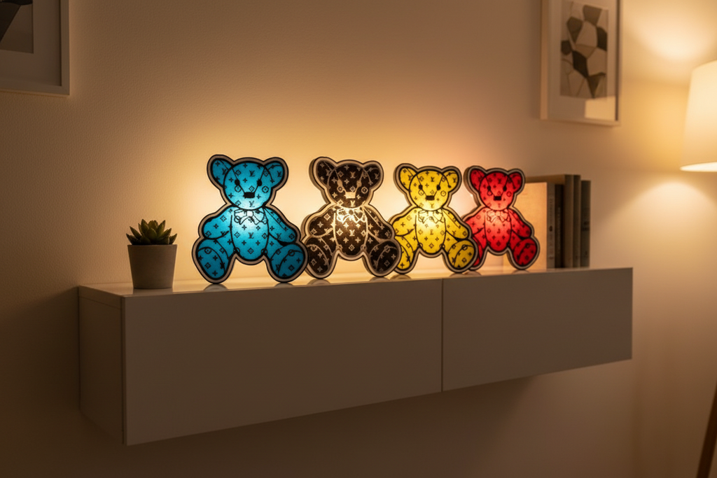 Lampe ours en peluche 3D de luxe - Une icône du design qui illumine avec style