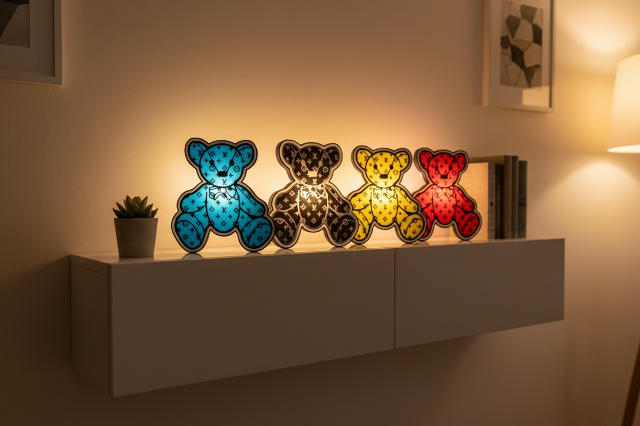 Lampe ours en peluche 3D de luxe - Une icône du design qui illumine avec style
