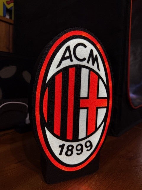 Lampada Milan 3D - Il Cuore Rossonero che Illumina la Passione