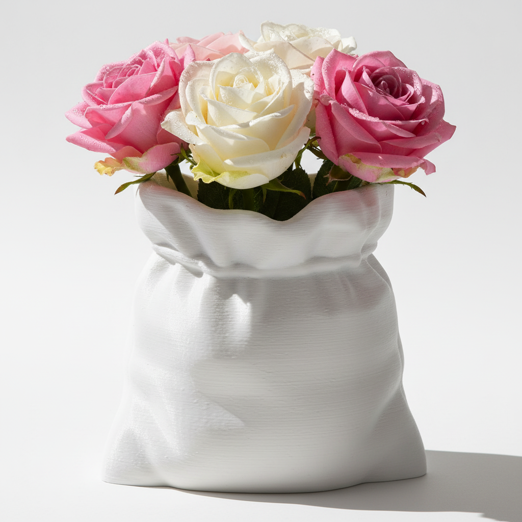 Vaso Sacchetto 3D - Design Originale Effetto Tessuto