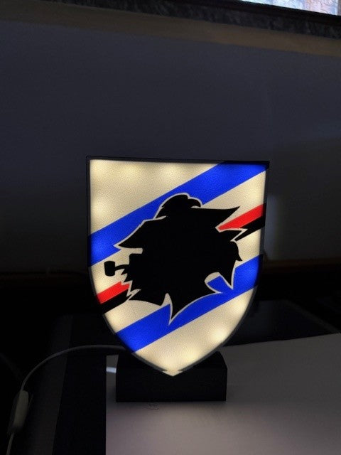 Lampada Sampdoria 3D - Il Cuore Blucerchiato che Illumina la Fede