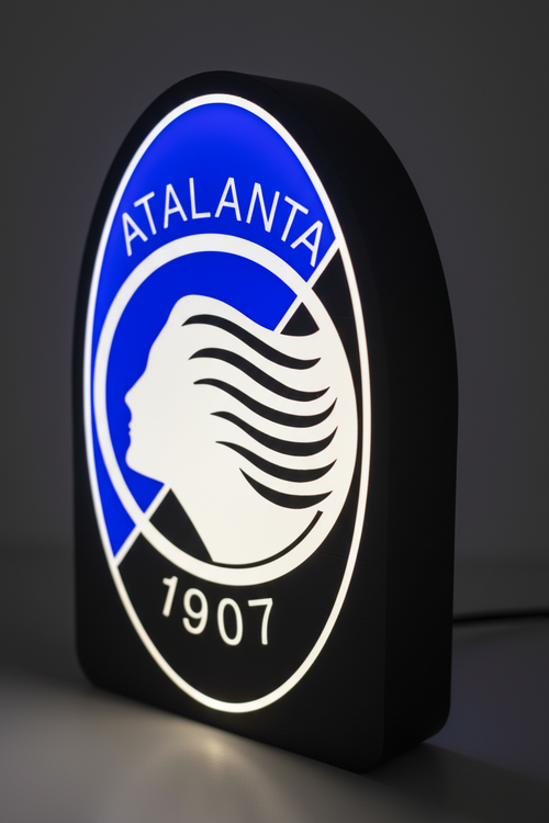 Lampada Atalanta 3D - Il Cuore Nerazzurro che Illumina la Passione