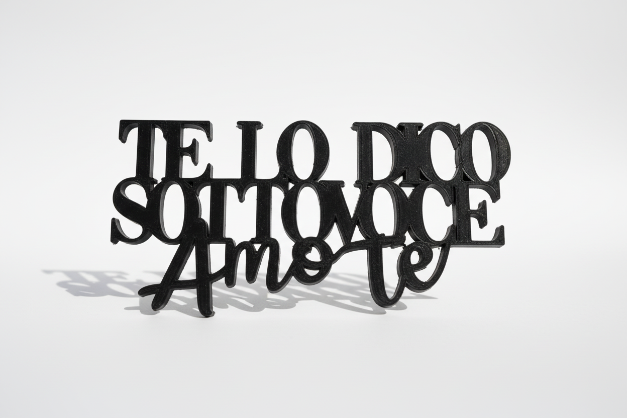 Scritta Vasco Rossi "Te lo dico sotto voce amo te" – Soprammobile 3D in PLA
