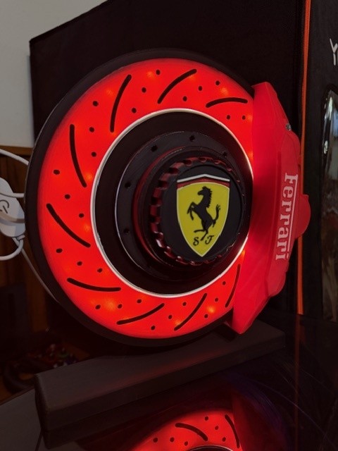 Lampada Pinza e Disco Freno Ferrari 3D - Sistema Frenante Illuminato Artigianale