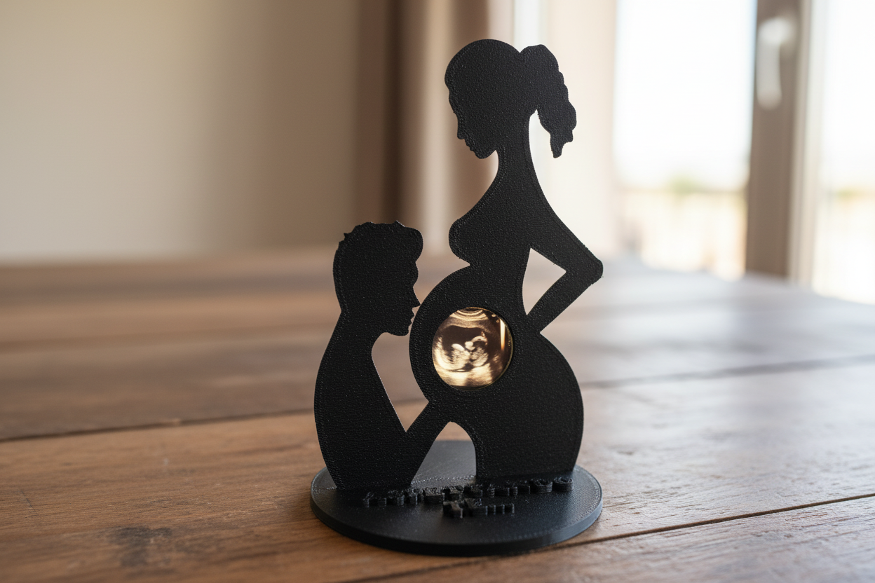 "Il Primo Battito" - Scultura 3D Personalizzata con Ecografia | Il Regalo che Custodisce l'Attesa più Bella