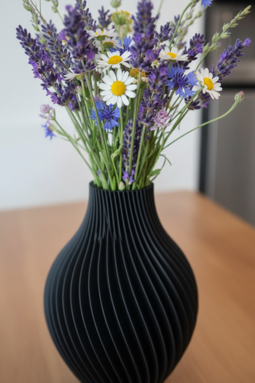 3D Spiral Vase with a Modern Design - Handcrafted in Black or White PLA