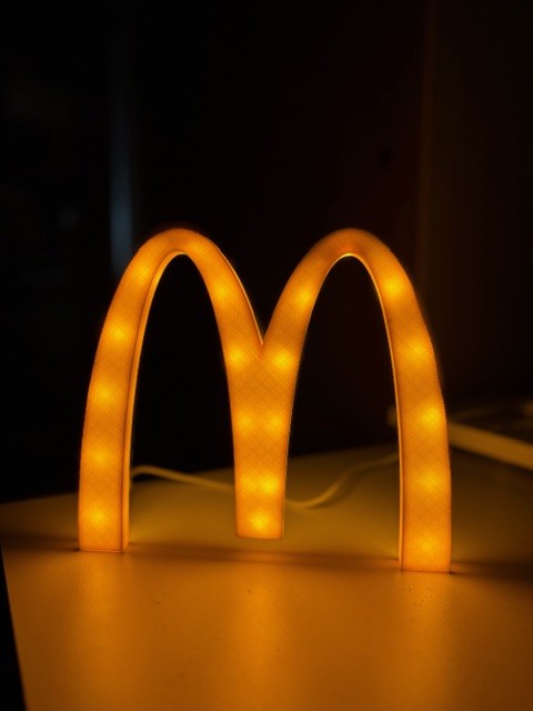 Lampada LED McDonald's M 3D - Icona Fast Food Stampa 3D Artigianale