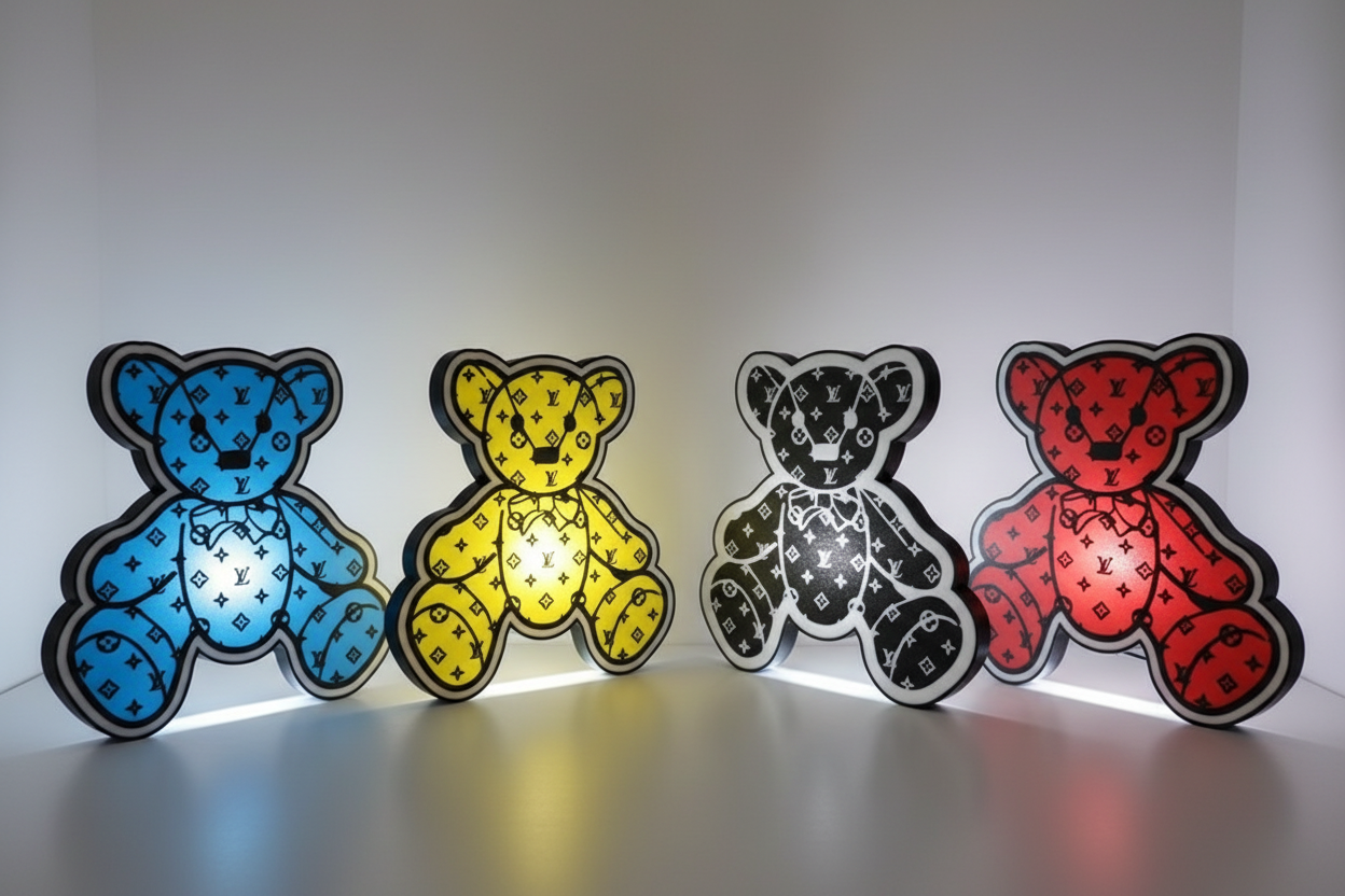 Lampe ours en peluche 3D de luxe - Une icône du design qui illumine avec style