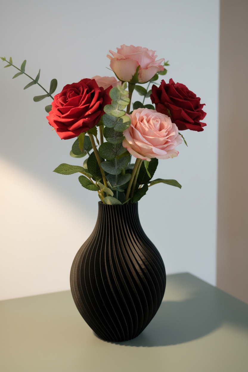 3D Spiral Vase with a Modern Design - Handcrafted in Black or White PLA