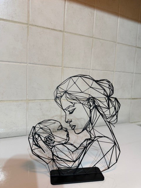 Scultura 3D Abbraccio Eterno - Mamma e Neonato Stampa 3D Artigianale