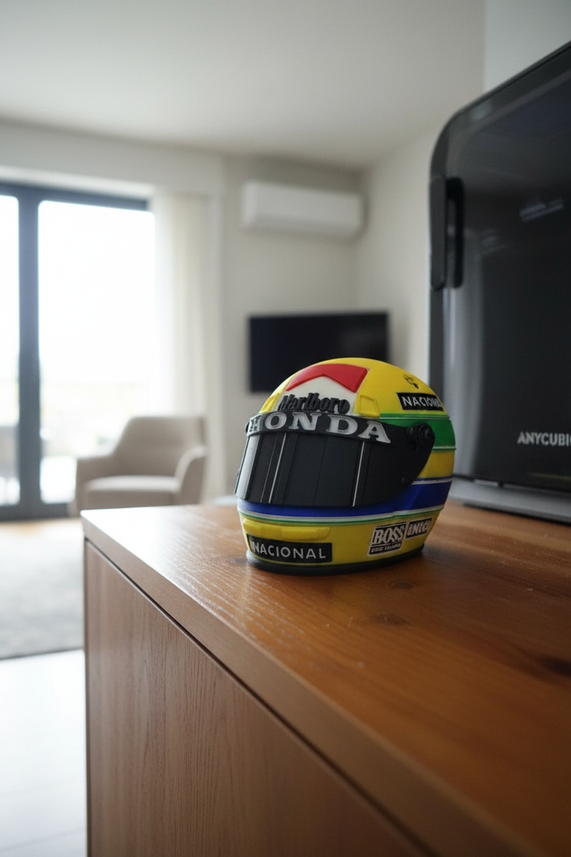Replica Casco Ayrton Senna - Stampa 3D a Colori Formato Medio