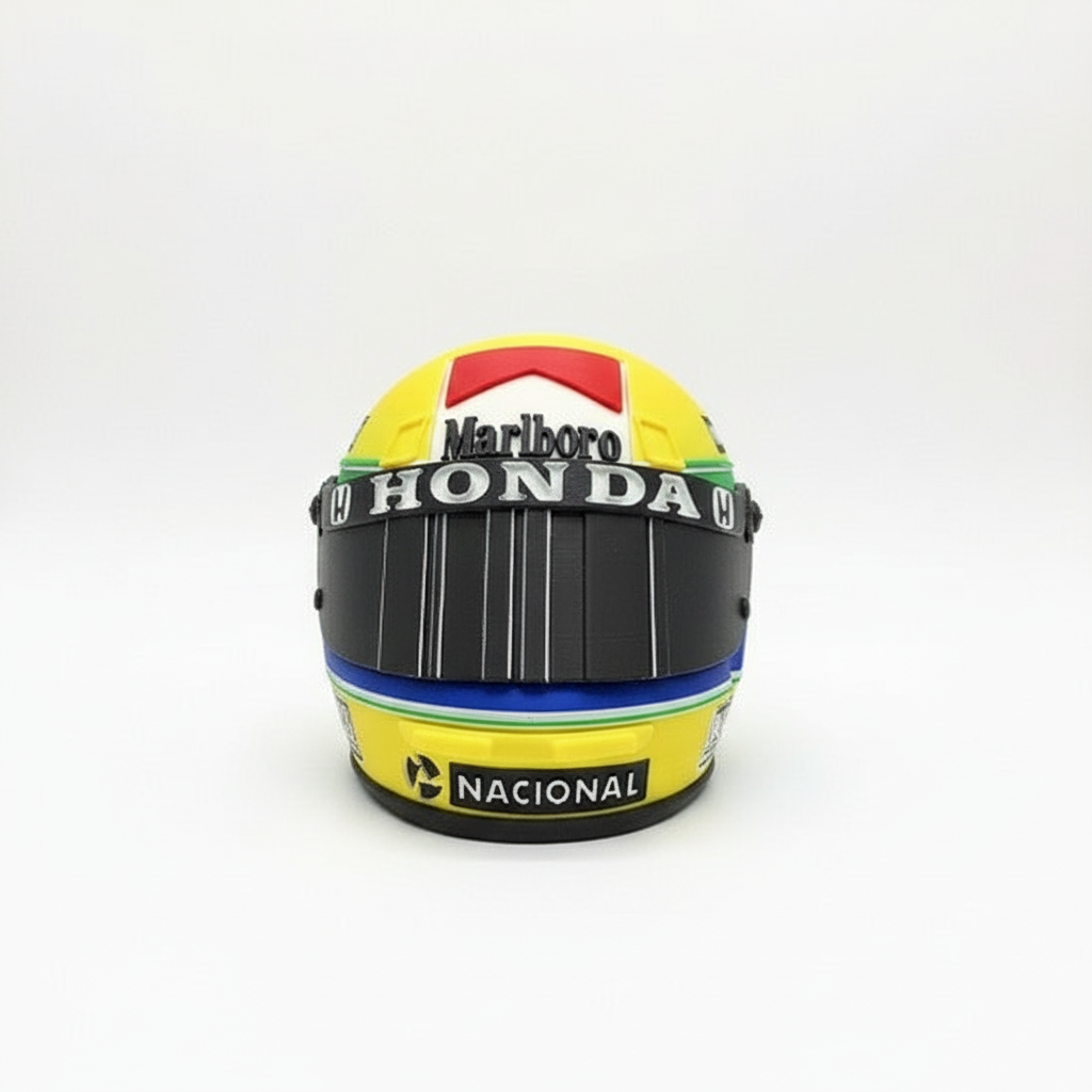 Replica Casco Ayrton Senna - Stampa 3D a Colori Formato Medio