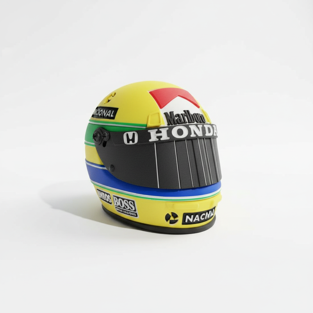 Replica Casco Ayrton Senna - Stampa 3D a Colori Formato Medio