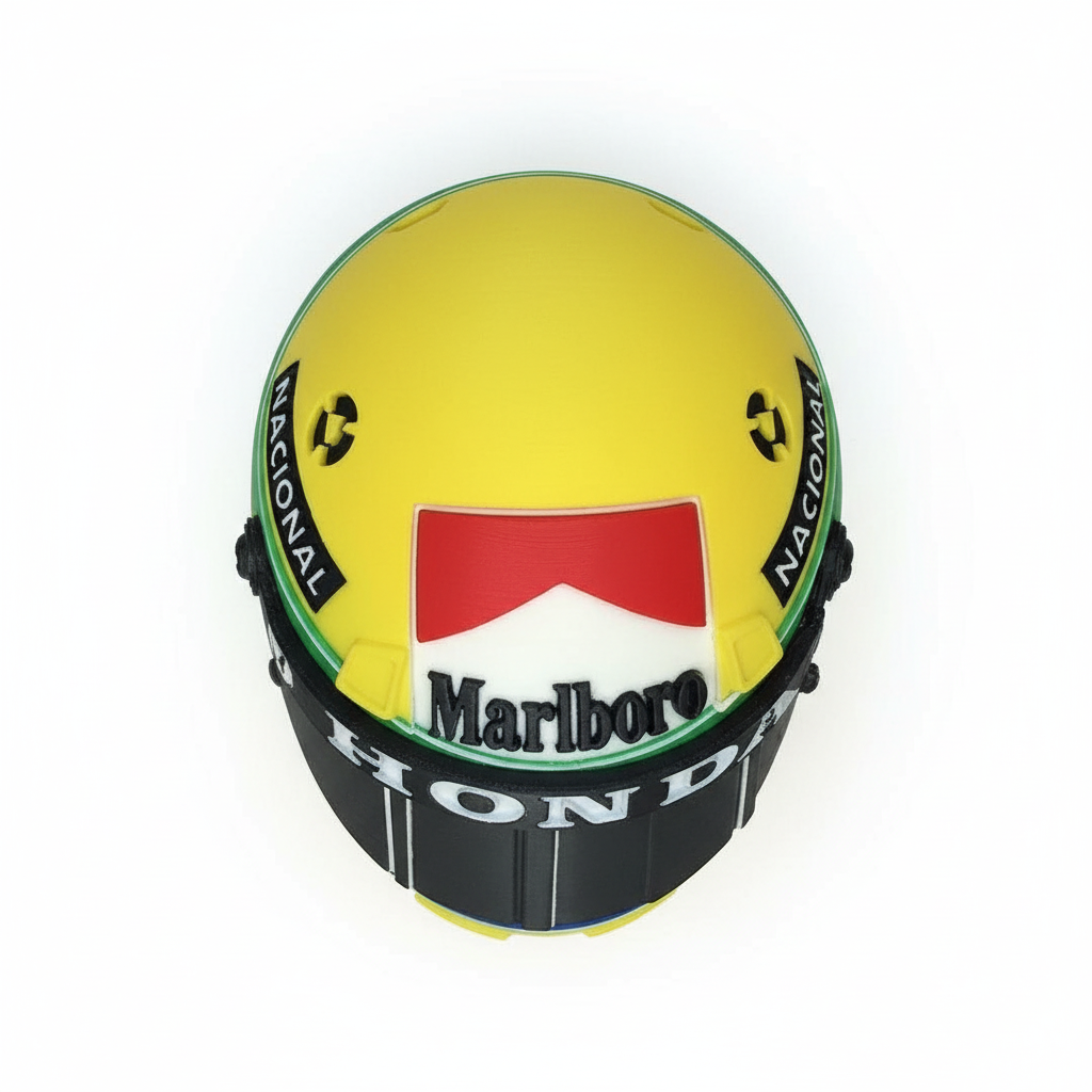 Replica Casco Ayrton Senna - Stampa 3D a Colori Formato Medio