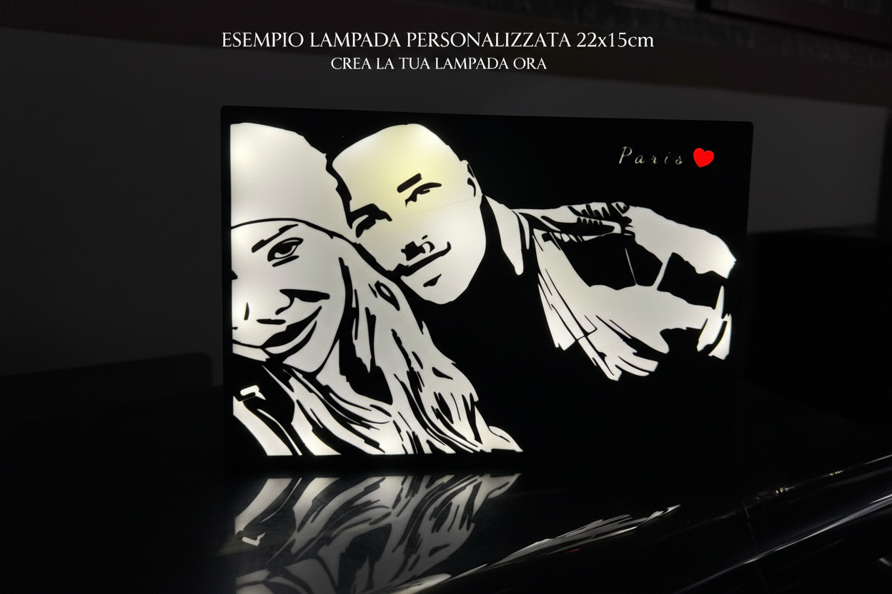 Lampada personalizzata con testo ridotto